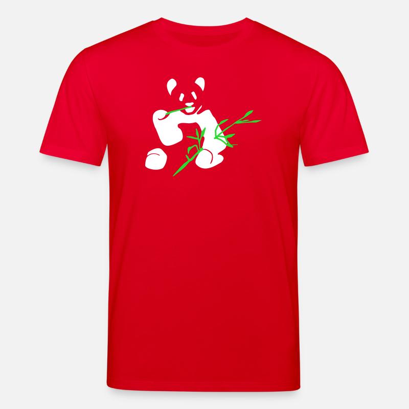 Panda mit Bambus - Stanley/Stella Unisex Bio-T-Shirt CREATOR  - Rot
