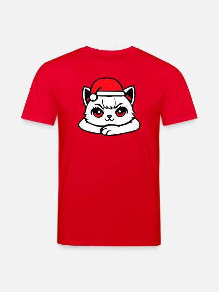 Cat Confident Santa Hat Cute Kitten - Stanley/Stella CREATOR Unisex Organic T-Shirt - red