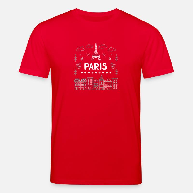 Doodle Paris Tour Eiffel Cœurs - T-shirt bio CREATOR Stanley/Stella Unisexe - rouge