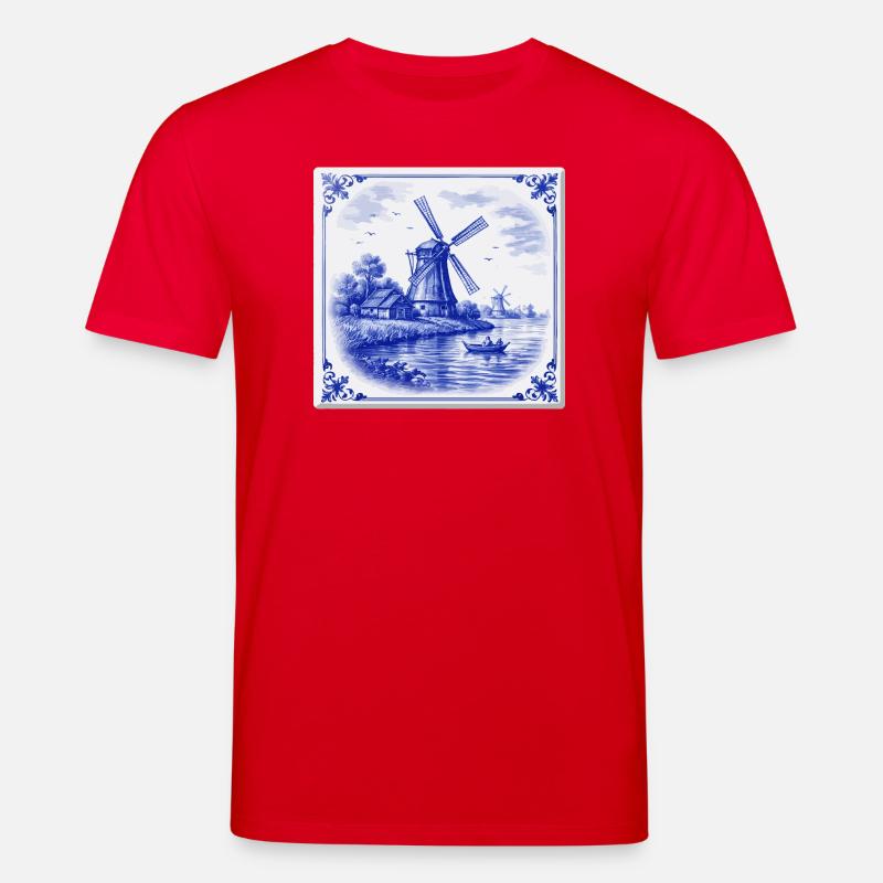 Delfter Windmühle am See - Stanley/Stella Unisex Bio-T-Shirt CREATOR  - Rot