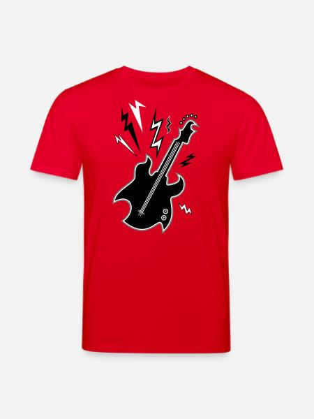 Black & White Guitar - Stanley/Stella CREATOR Unisex Organic T-Shirt - red