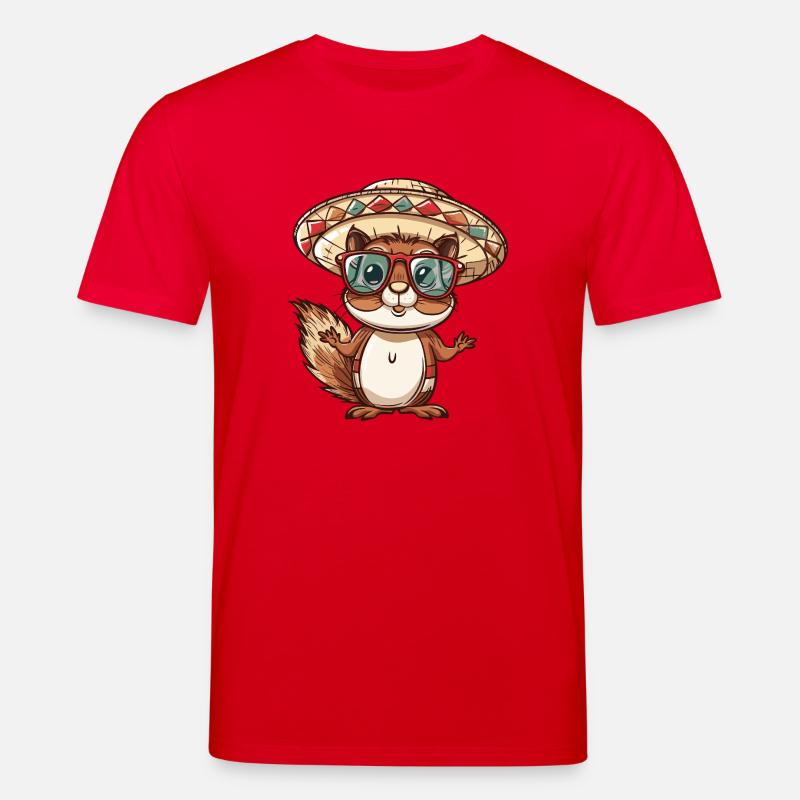 Squirrel Comic Funny Sombrero - Stanley/Stella CREATOR Unisex Organic T-Shirt - red