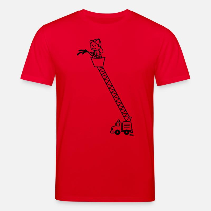 Feuerwehrmann mit Feuerwehrauto - Stanley/Stella Unisex Bio-T-Shirt CREATOR  - Rot