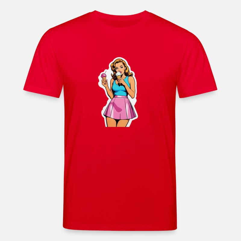 Retro Mädchen Eis essen - Stanley/Stella Unisex Bio-T-Shirt CREATOR  - Rot