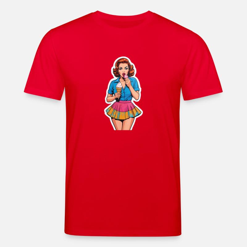 Retro Mädchen Eis essen - Stanley/Stella Unisex Bio-T-Shirt CREATOR  - Rot