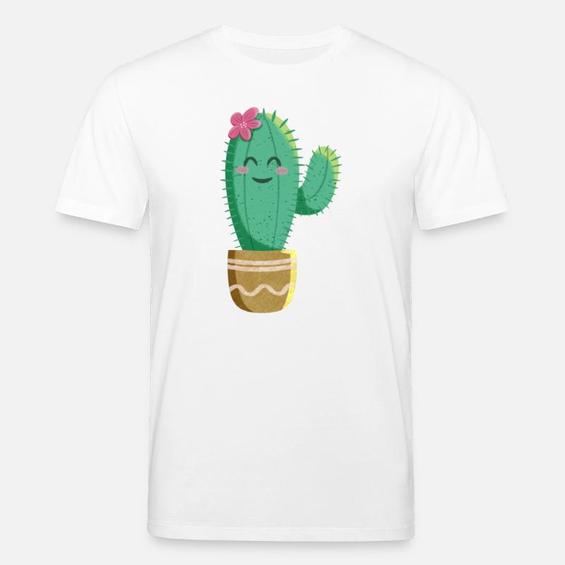 Süßer Kaktus mit Blume - Stanley/Stella Unisex Bio-T-Shirt CREATOR  - Weiß