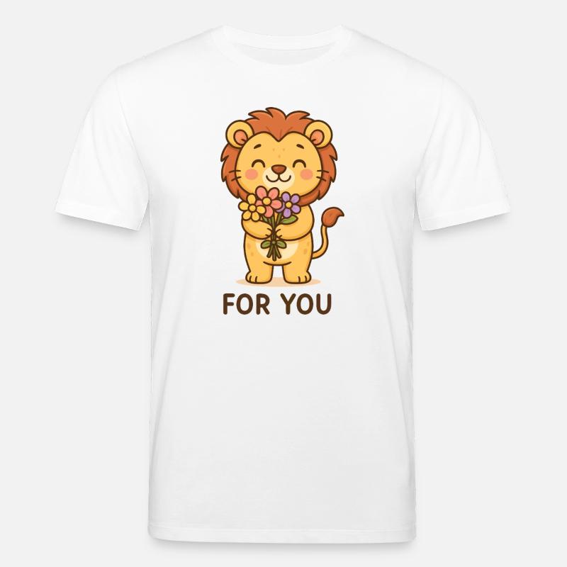 Löwe mit Blumen Gruß - Stanley/Stella Unisex Bio-T-Shirt CREATOR  - Weiß
