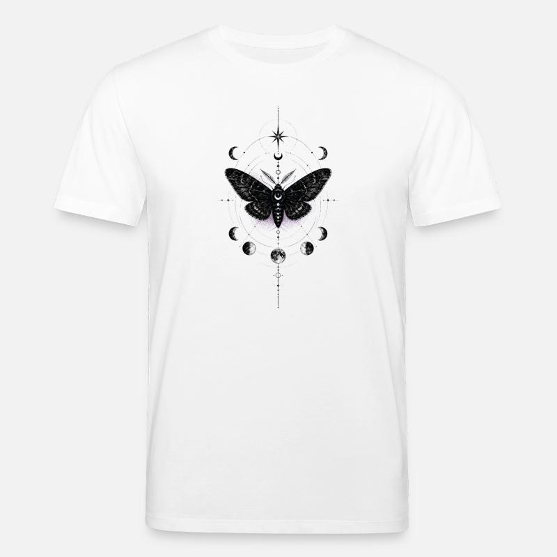 Moonlit Moth in Celestial Ring - Stanley/Stella CREATOR Unisex Organic T-Shirt - white