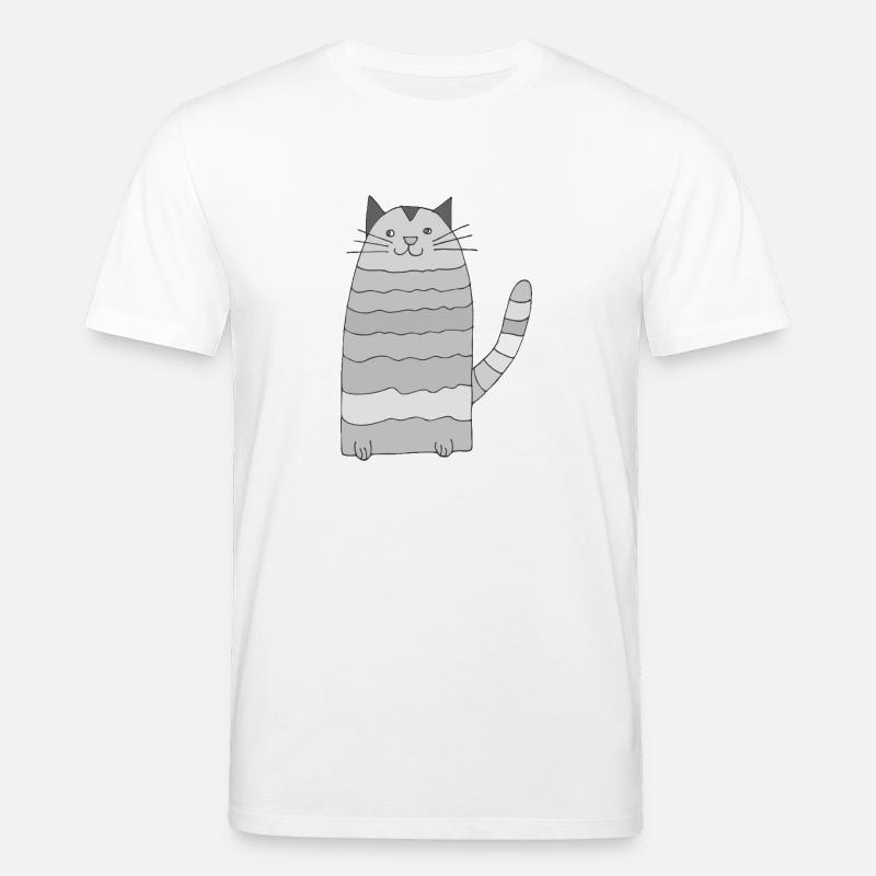 katze geringelt graustufen - Stanley/Stella Unisex Bio-T-Shirt CREATOR  - Weiß