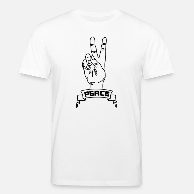 Handgesten Frieden mit Friedenstext - Stanley/Stella Unisex Bio-T-Shirt CREATOR  - Weiß