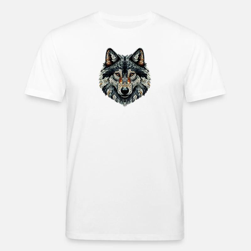 Bunter Wolf im Mosaik-Stil - Stanley/Stella Unisex Bio-T-Shirt CREATOR  - Weiß