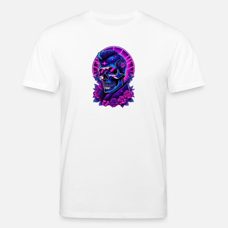 Neon Gothic Skull mit Kopfhörern - Stanley/Stella Unisex Bio-T-Shirt CREATOR  - Weiß