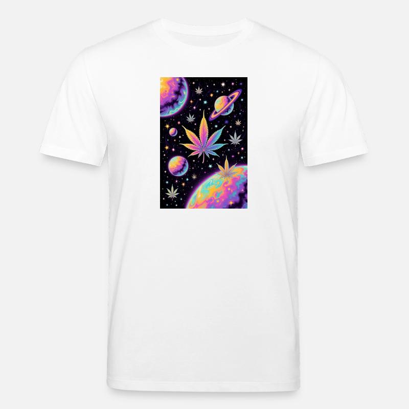 Psychedelic Space Cannabis Pattern - Stanley/Stella CREATOR Unisex Organic T-Shirt - white
