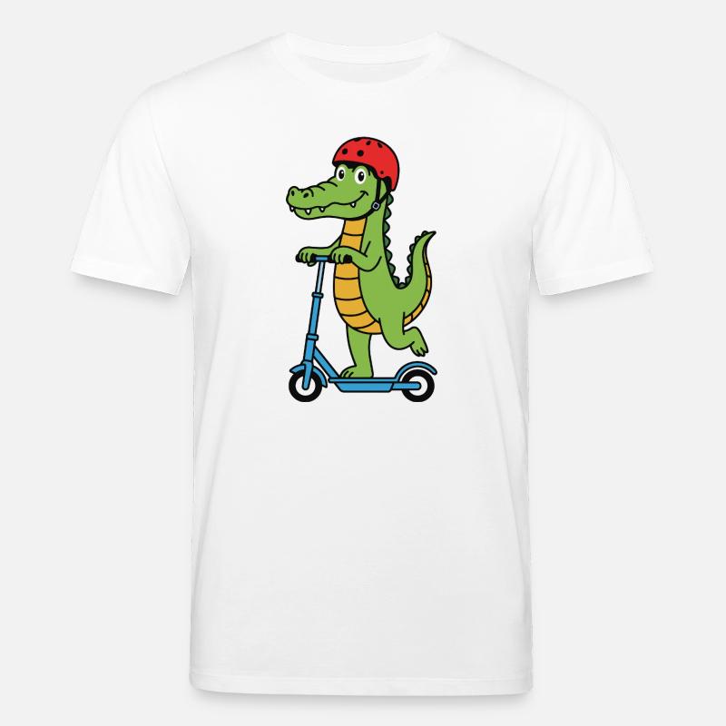 Krokodil auf einem Roller - Stanley/Stella Unisex Bio-T-Shirt CREATOR  - Weiß