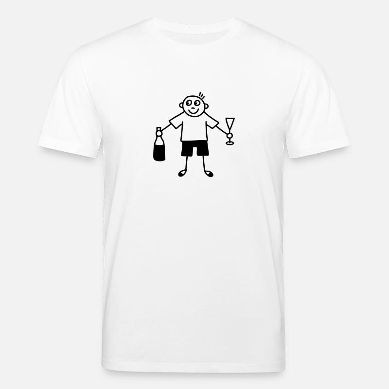 Mann mit Sektglas & Sektflasche - Stanley/Stella Unisex Bio-T-Shirt CREATOR  - Weiß