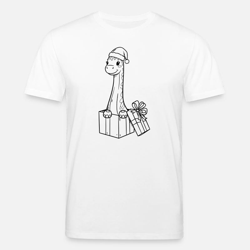 Weihnachts-Giraffe mit Geschenken Illustration - Stanley/Stella Unisex Bio-T-Shirt CREATOR - Weiß