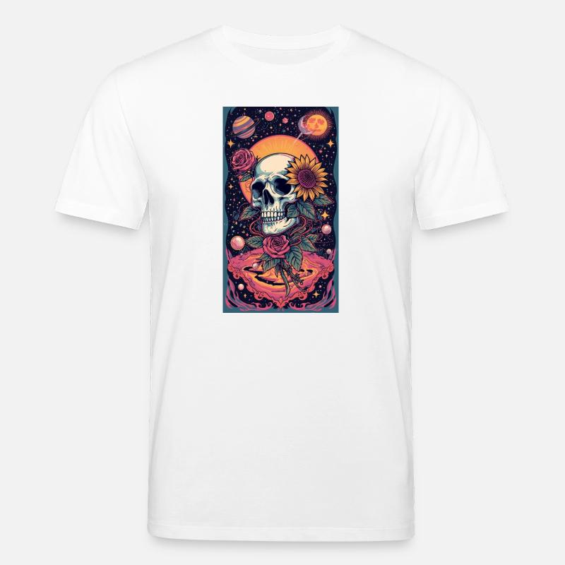 Crâne et Fleur de l’Espace - T-shirt bio CREATOR Stanley/Stella Unisexe - blanc