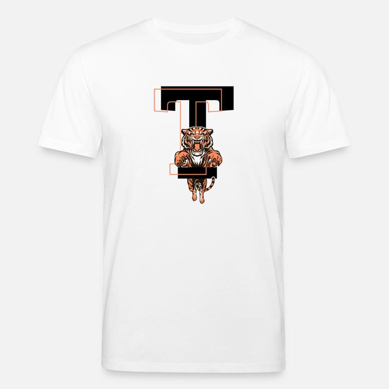 Tiger Buchstabe T - Geschenkidee - Stanley/Stella Unisex Bio-T-Shirt CREATOR - Weiß