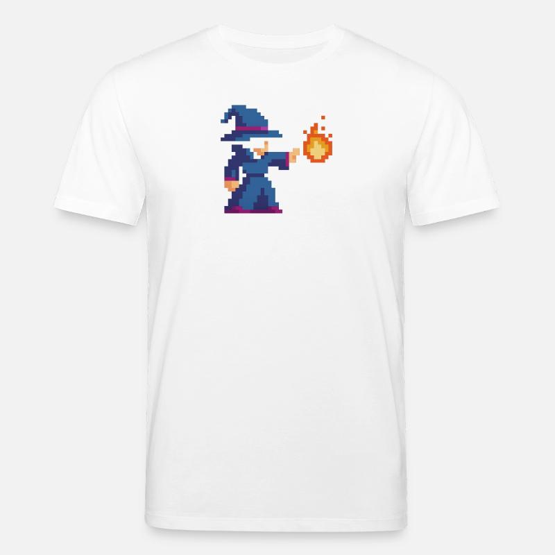 Pixel Wizard et Fire - T-shirt bio CREATOR Stanley/Stella Unisexe - blanc