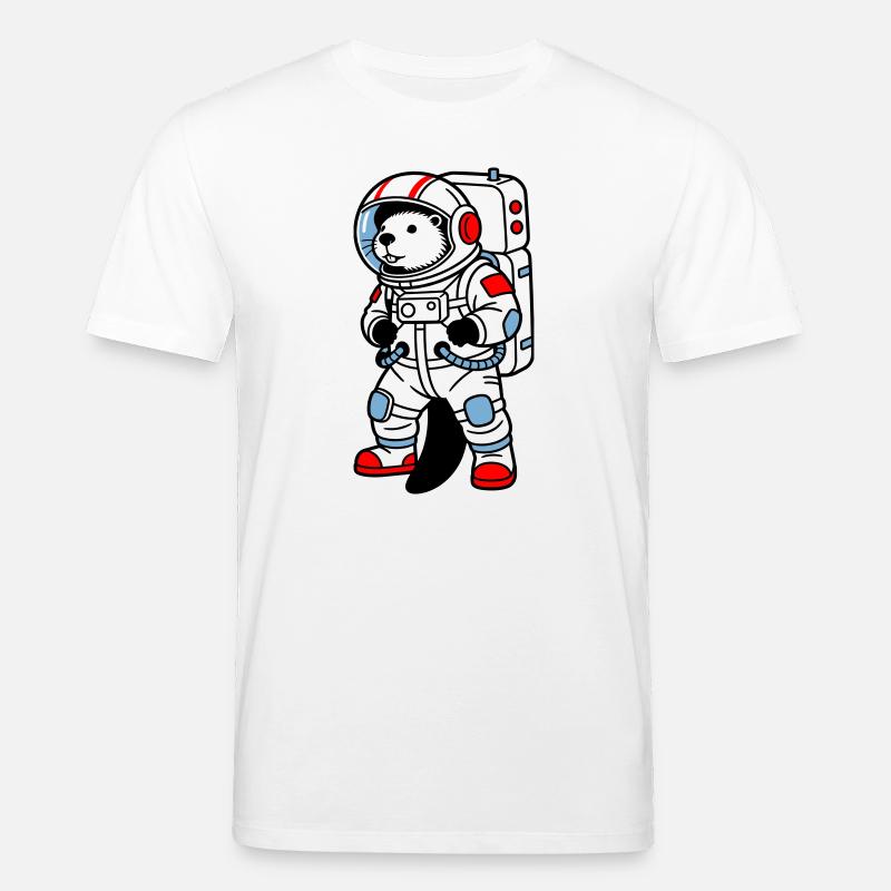 Beaver en combinaison spatiale - T-shirt bio CREATOR Stanley/Stella Unisexe - blanc