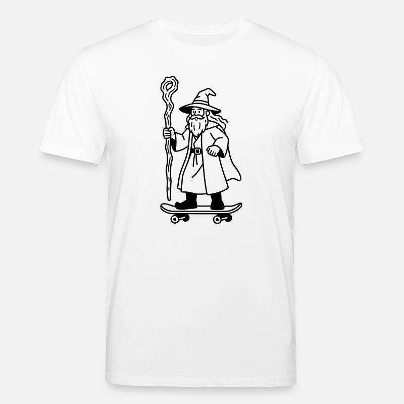 Wizard sur skateboard - T-shirt bio CREATOR Stanley/Stella Unisexe - blanc