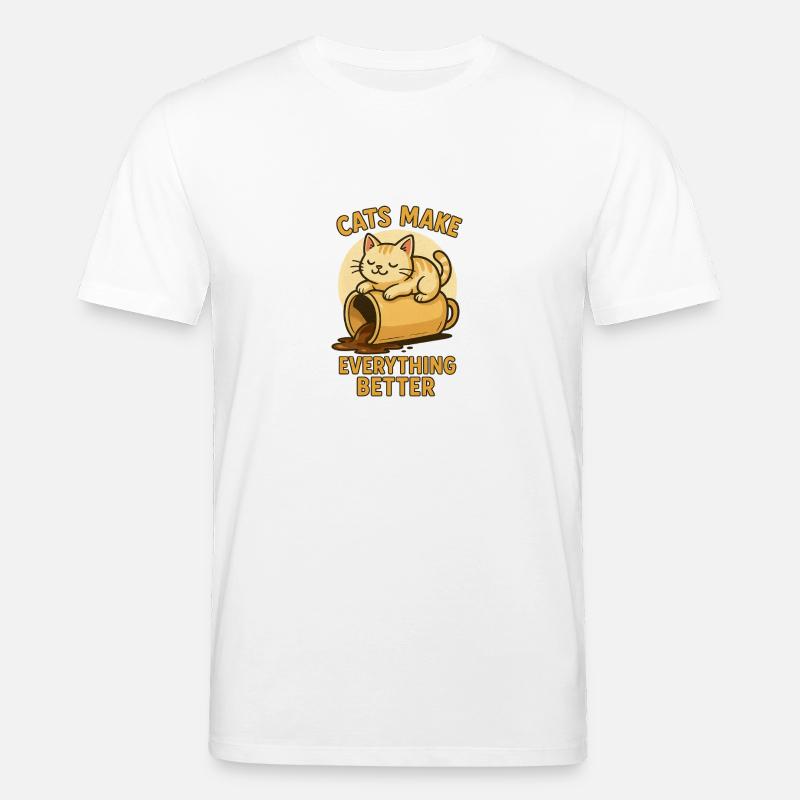 cats make everything better - Stanley/Stella Unisex Bio-T-Shirt CREATOR  - Weiß