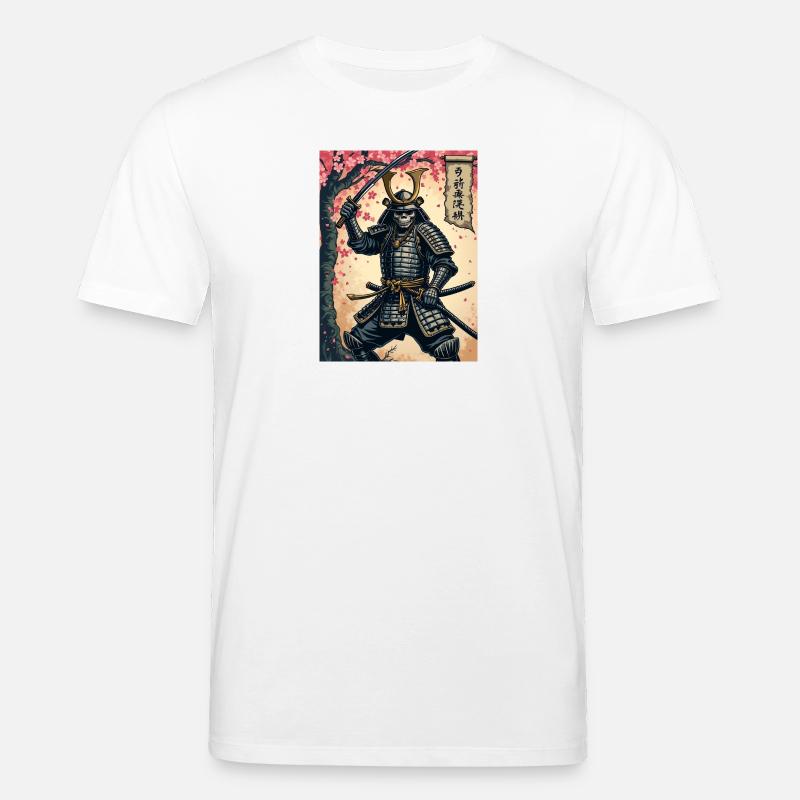 Skelett-Samurai im Kirschblütenwald - Stanley/Stella Unisex Bio-T-Shirt CREATOR  - Weiß