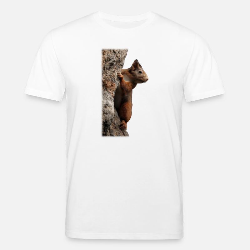 Neugieriges Eichhörnchen am Baumstamm - Stanley/Stella Unisex Bio-T-Shirt CREATOR  - Weiß