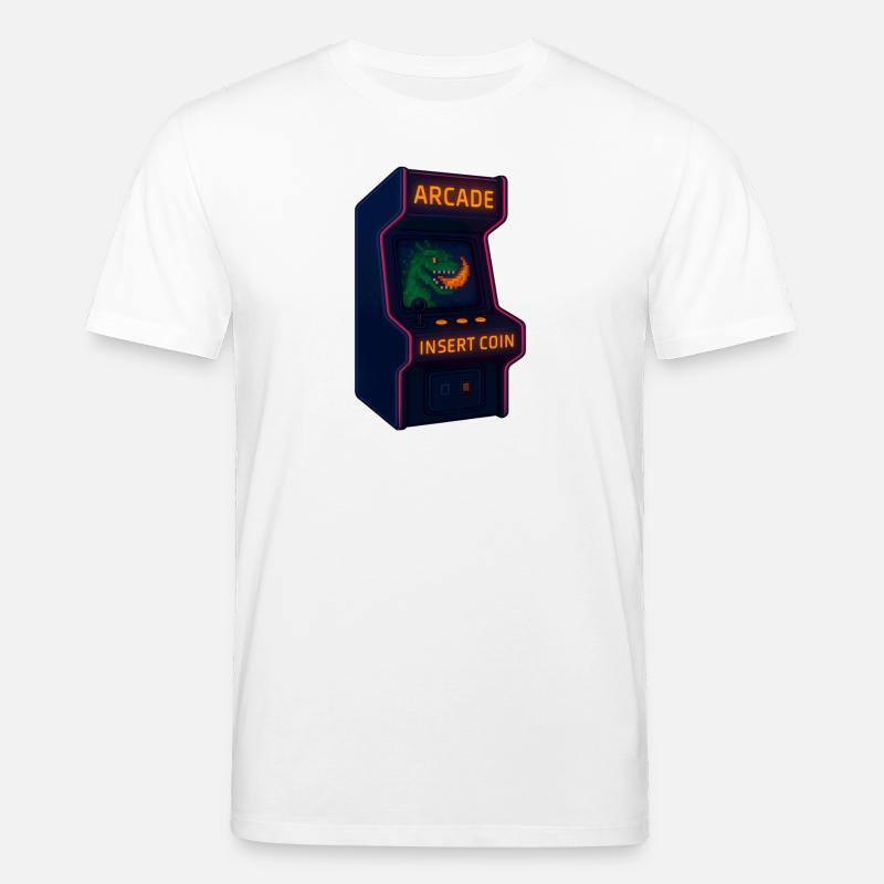 Dino Arcade Neon Pixel - Stanley/Stella Unisex Bio-T-Shirt CREATOR  - Weiß
