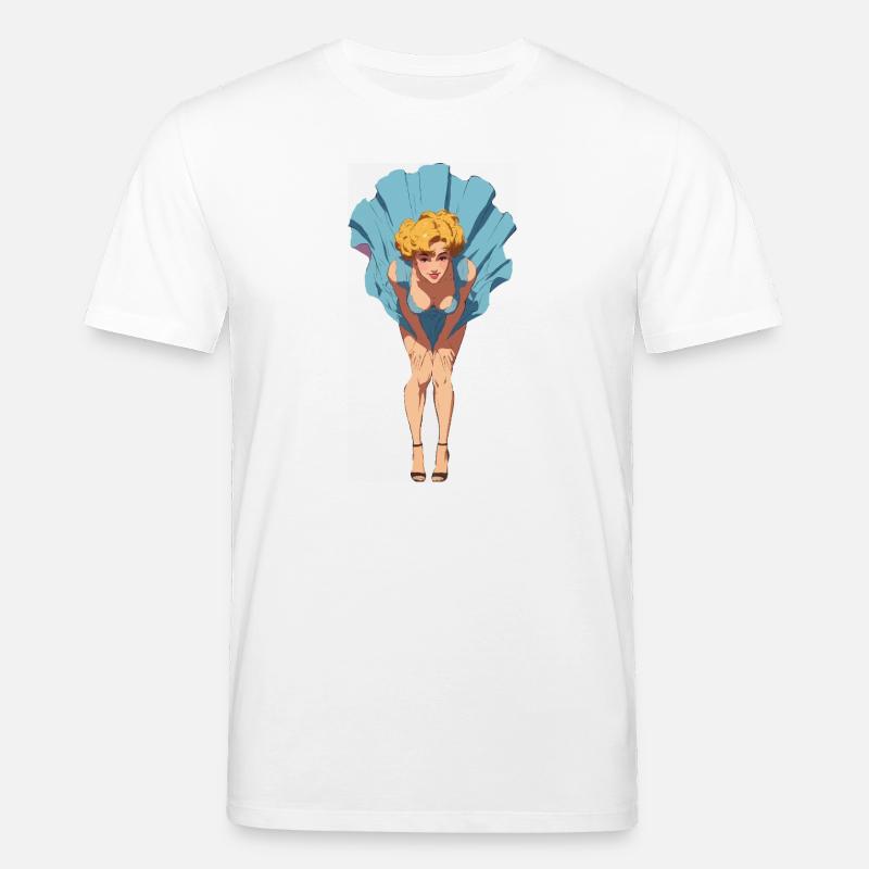 Pin-up-Mädchen mit aufblasendem Sommerkleid - Stanley/Stella Unisex Bio-T-Shirt CREATOR  - Weiß