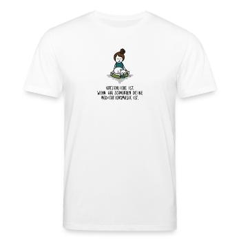 Katzenliebe – Schnurren als Meditationsmusik - Stanley/Stella Unisex Bio-T-Shirt CREATOR  - Weiß - Vorne - Alina (178cm) & Michal (187cm)