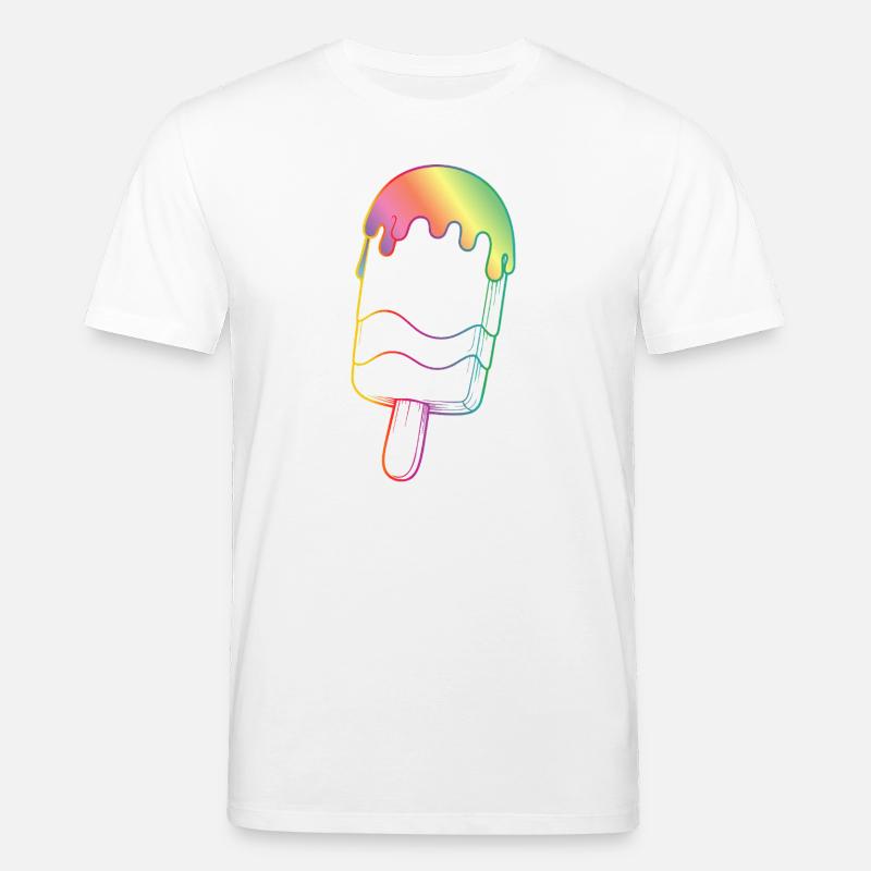 Regenbogen Eis Outline Neon Style  - Stanley/Stella Unisex Bio-T-Shirt CREATOR  - Weiß