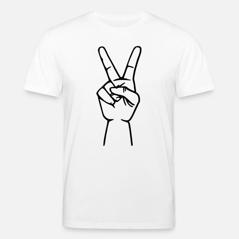 Peacezeichen siegeszeichen hand - Stanley/Stella Unisex Bio-T-Shirt CREATOR  - Weiß