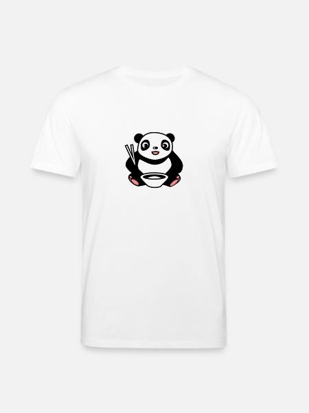 Baby Panda na jedzenia ryżu pałeczkami - Ekologiczna koszulka typu unisex Stanley/Stella CREATOR  - biały
