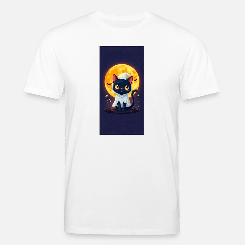 Moonlight Cat in Ghost Cloak - Stanley/Stella CREATOR Unisex Organic T-Shirt - white