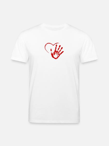 MAIN DANS LA MAIN ROUGE - T-shirt bio CREATOR Stanley/Stella Unisexe - blanc