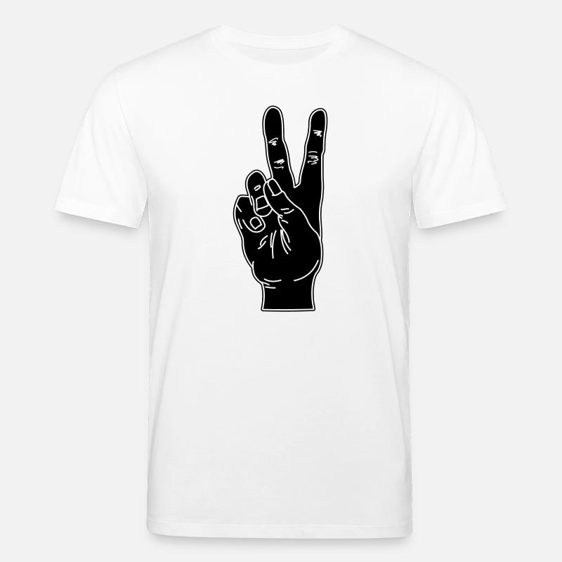 Geste de la main noire paix - T-shirt bio CREATOR Stanley/Stella Unisexe - blanc