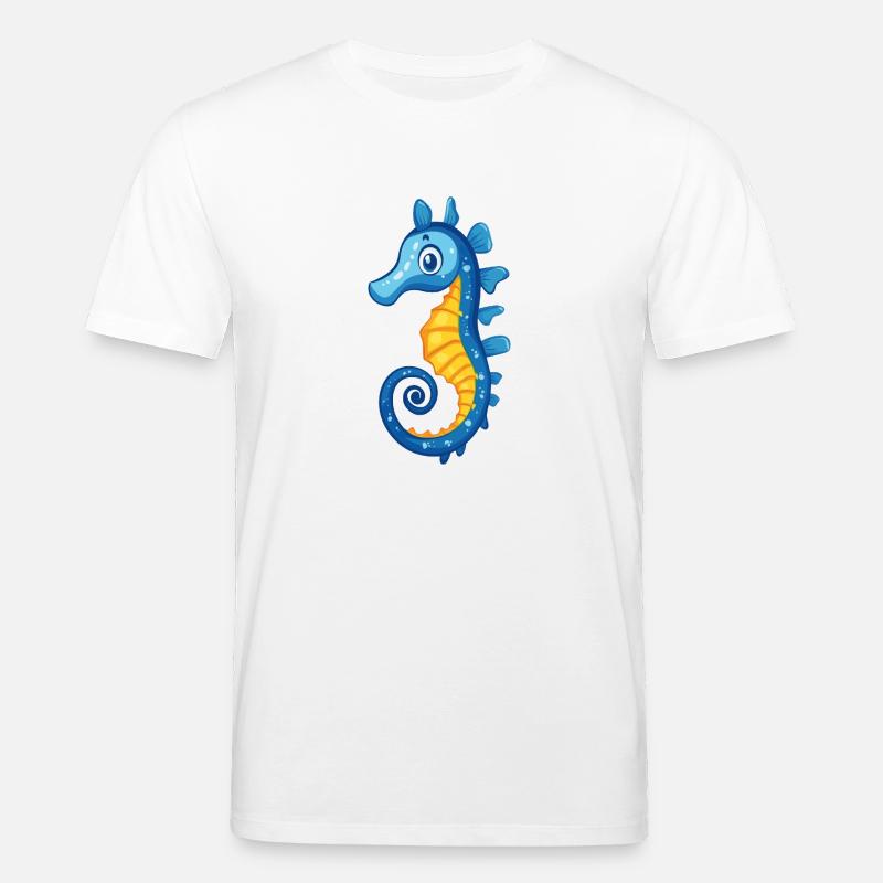 blaues Seepferdchen - Stanley/Stella Unisex Bio-T-Shirt CREATOR  - Weiß