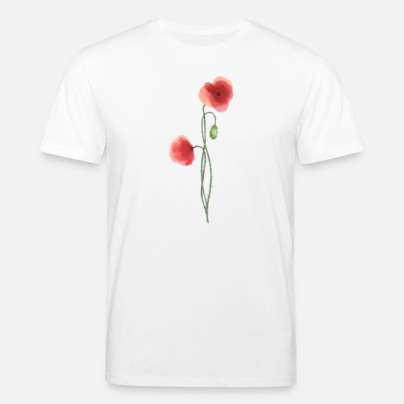 Flower: red poppy - Stanley/Stella CREATOR Unisex Organic T-Shirt - white