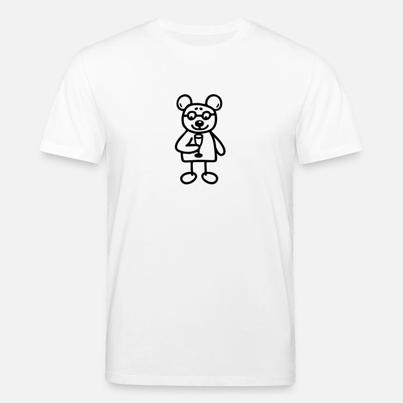 Bär mit Sekt - Stanley/Stella Unisex Bio-T-Shirt CREATOR - Weiß