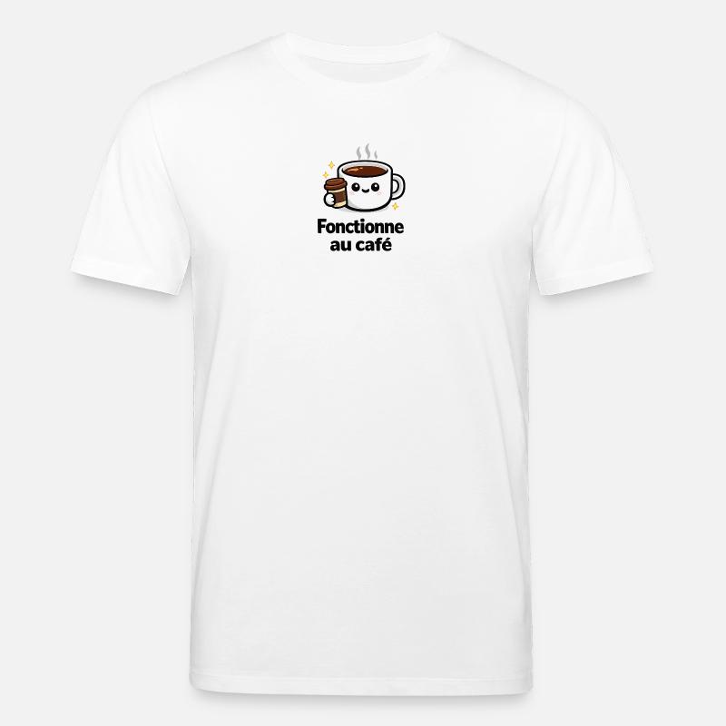 Fonctionne au café kawaii mug - T-shirt bio CREATOR Stanley/Stella Unisexe - blanc