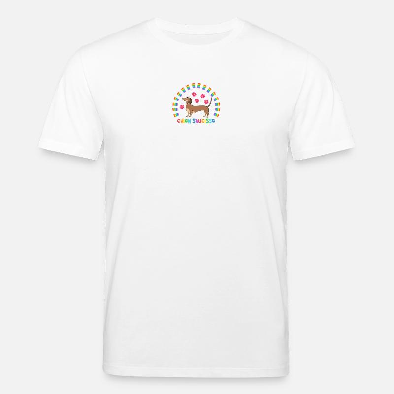 chien saucisse avec arc en ciel - T-shirt bio CREATOR Stanley/Stella Unisexe - blanc