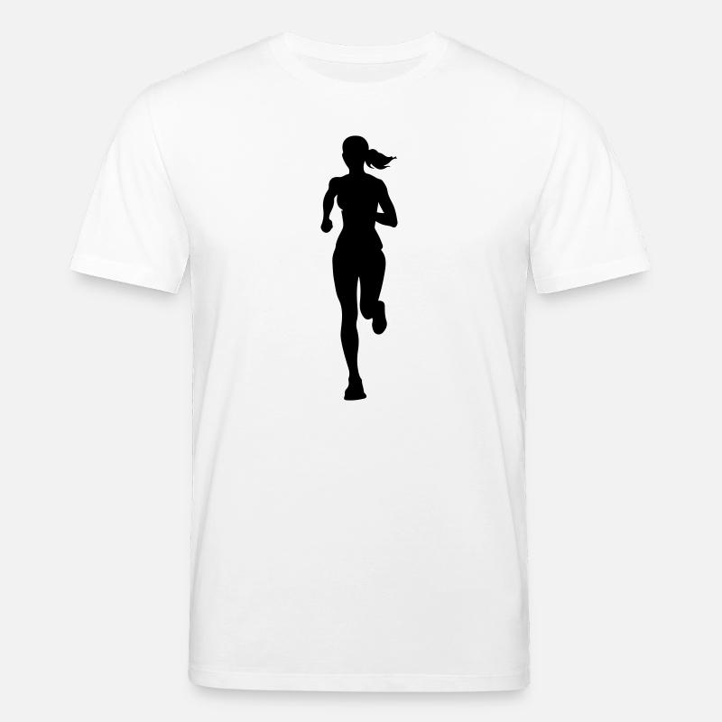 Silhouette de la coureuse marathonienne - T-shirt bio CREATOR Stanley/Stella Unisexe - blanc