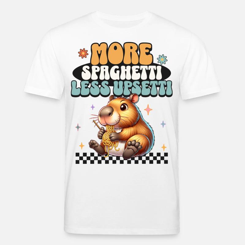 Plus de spaghettis moins d’upsetti - T-shirt bio CREATOR Stanley/Stella Unisexe - blanc