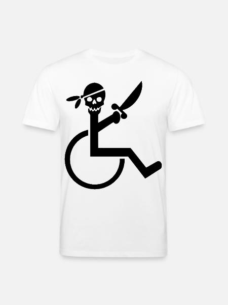 Wheelchair pirate # - Stanley/Stella CREATOR Unisex Organic T-Shirt - white