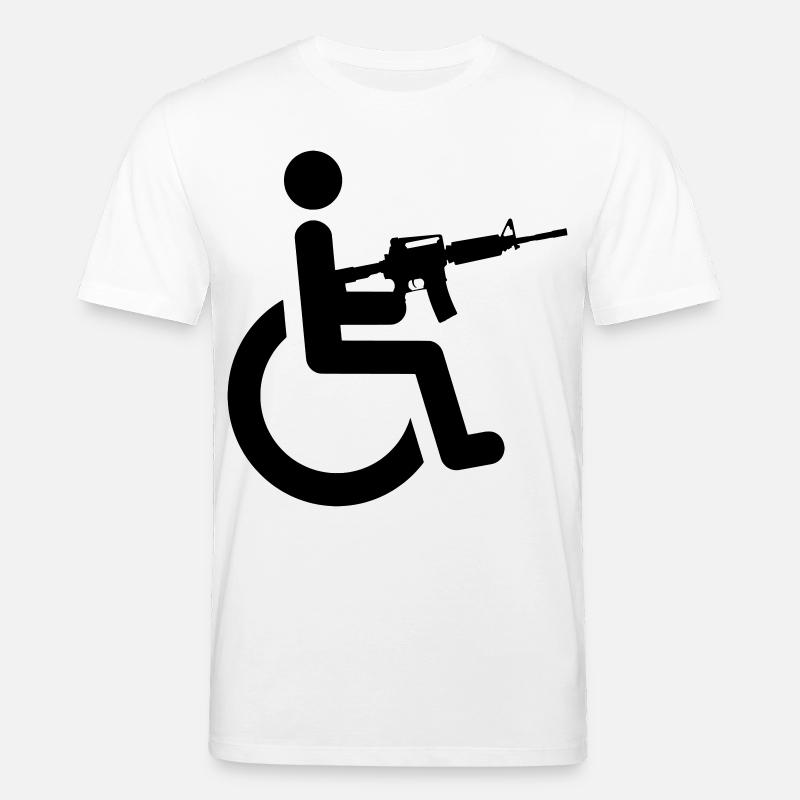 Rollstuhlfahrer mit Waffe # - Stanley/Stella Unisex Bio-T-Shirt CREATOR  - Weiß