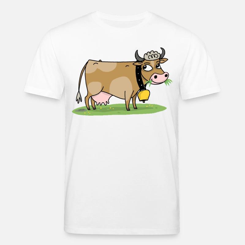 Kuh mit Glocke auf der Wiese - Stanley/Stella Unisex Bio-T-Shirt CREATOR  - Weiß