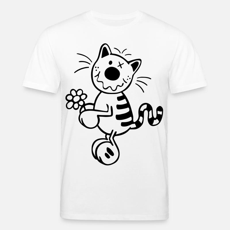 Katze mit Blume - Stanley/Stella Unisex Bio-T-Shirt CREATOR  - Weiß