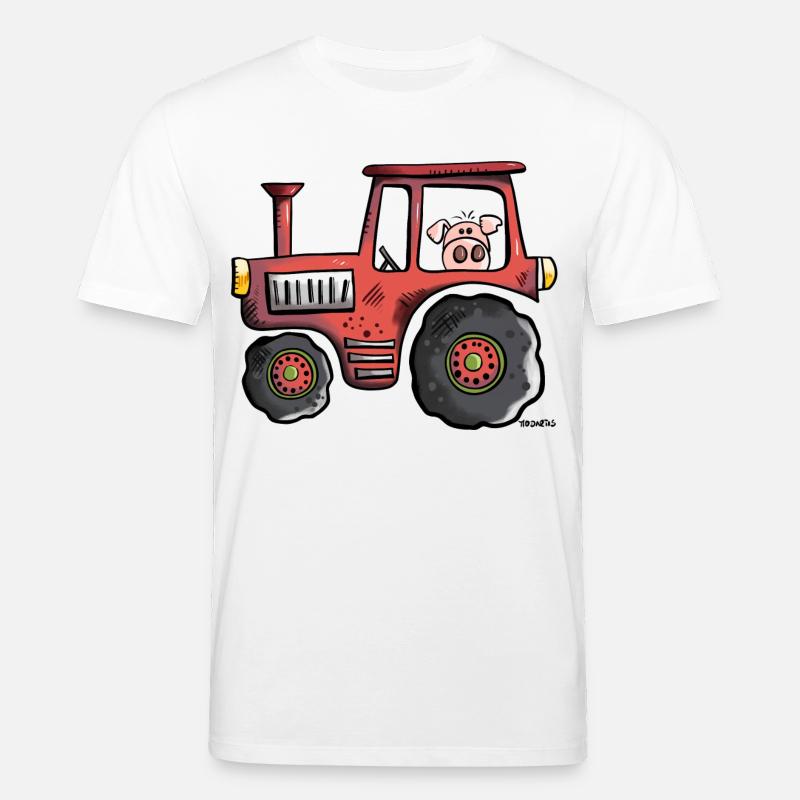 Schwein fährt Traktor - Stanley/Stella Unisex Bio-T-Shirt CREATOR  - Weiß