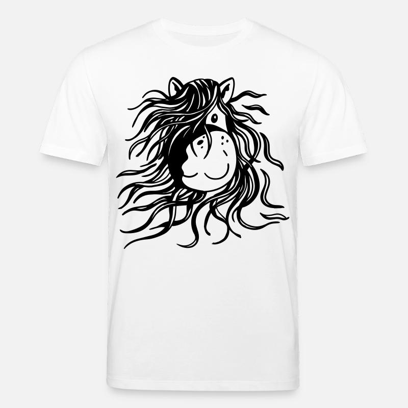Pferd mit dicker Mähne - Pferde - Comic - Stanley/Stella Unisex Bio-T-Shirt CREATOR  - Weiß